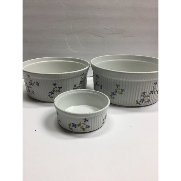 Bia Cordon Bleu France Small Flowers Fluted Souffle/Ramekin Set of (3) - Picture 3 of 7